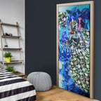 Personalized Port Adelaide Football Power Door Cover Tropical Hibiscus Flowers - Pacific Fusion Style