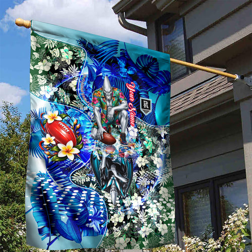 Personalized Port Adelaide Football Power Garden Flag Tropical Hibiscus Flowers - Pacific Fusion Style