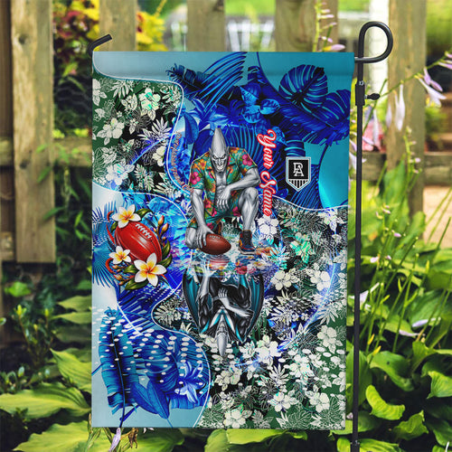 Personalized Port Adelaide Football Power Garden Flag Tropical Hibiscus Flowers - Pacific Fusion Style