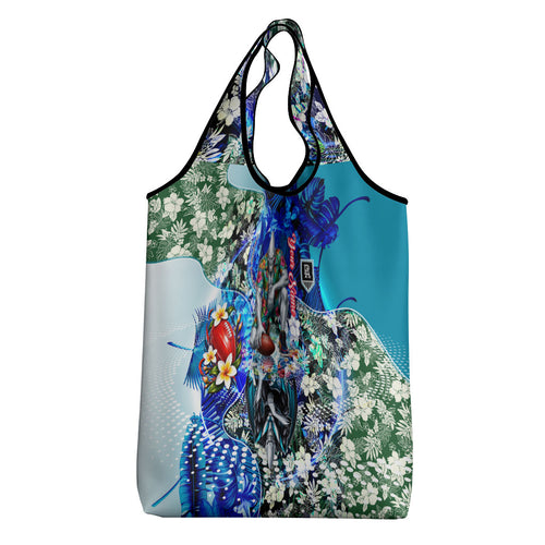 Personalized Port Adelaide Football Power Grocery Bag Tropical Hibiscus Flowers - Pacific Fusion Style