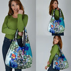 Personalized Port Adelaide Football Power Grocery Bag Tropical Hibiscus Flowers - Pacific Fusion Style
