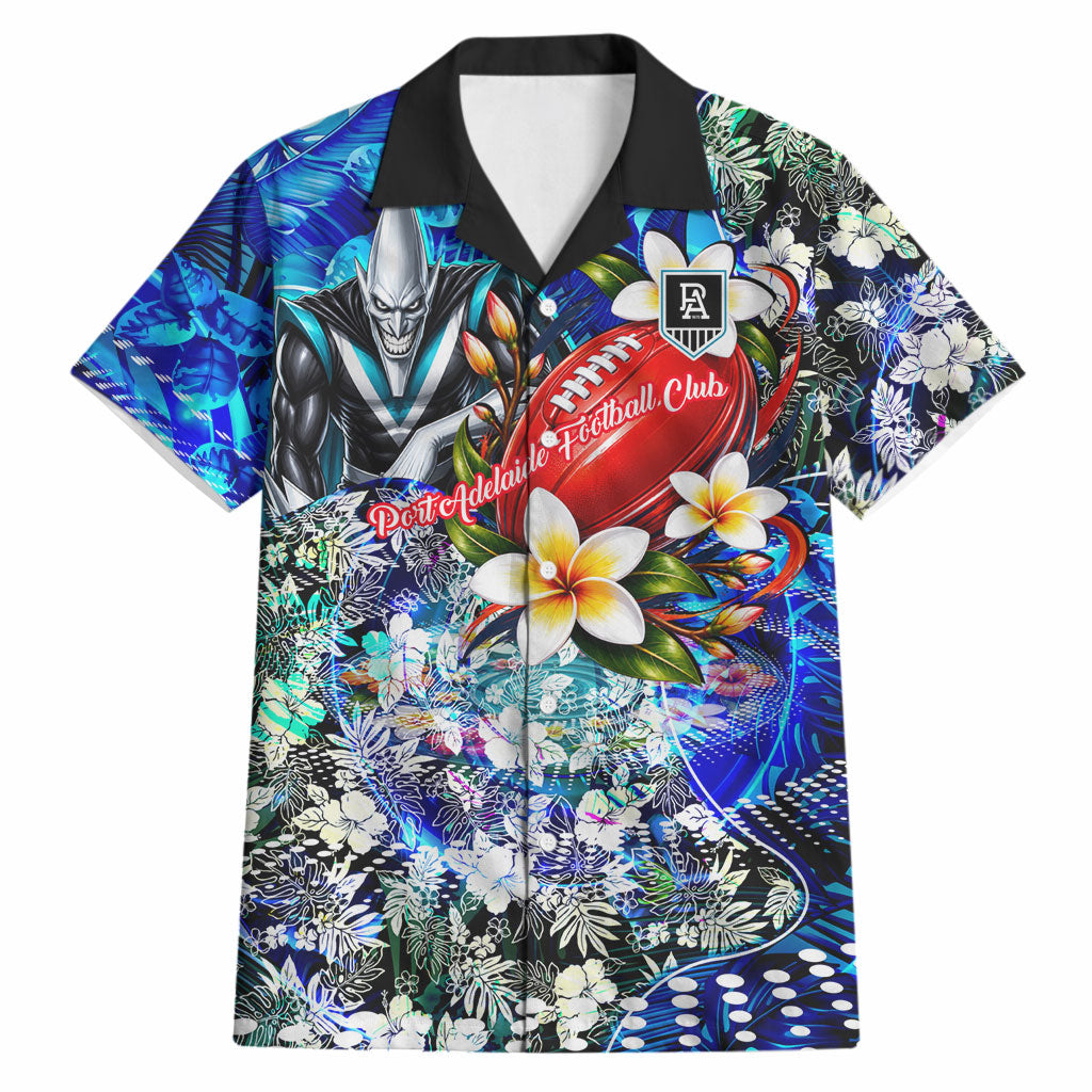 Personalized Port Adelaide Football Power Hawaiian Shirt Tropical Hibiscus Flowers - Pacific Fusion Style