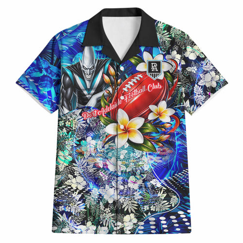 Personalized Port Adelaide Football Power Hawaiian Shirt Tropical Hibiscus Flowers - Pacific Fusion Style