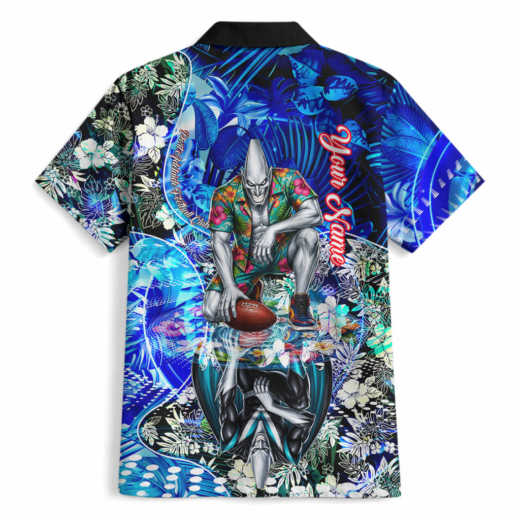 Personalized Port Adelaide Football Power Hawaiian Shirt Tropical Hibiscus Flowers - Pacific Fusion Style