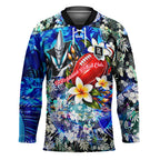 Personalized Port Adelaide Football Power Hockey Jersey Tropical Hibiscus Flowers - Pacific Fusion Style