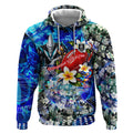 Personalized Port Adelaide Football Power Hoodie Tropical Hibiscus Flowers - Pacific Fusion Style