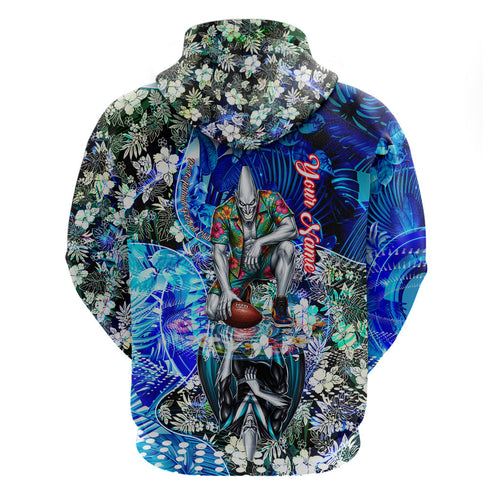 Personalized Port Adelaide Football Power Hoodie Tropical Hibiscus Flowers - Pacific Fusion Style