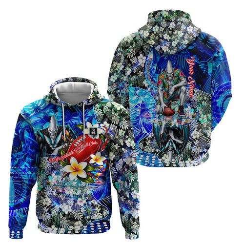 Personalized Port Adelaide Football Power Hoodie Tropical Hibiscus Flowers - Pacific Fusion Style