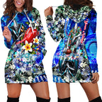Personalized Port Adelaide Football Power Hoodie Dress Tropical Hibiscus Flowers - Pacific Fusion Style