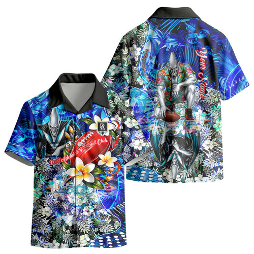 Personalized Port Adelaide Football Power Kid Hawaiian Shirt Tropical Hibiscus Flowers - Pacific Fusion Style
