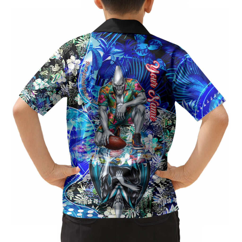 Personalized Port Adelaide Football Power Kid Hawaiian Shirt Tropical Hibiscus Flowers - Pacific Fusion Style