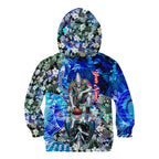 Personalized Port Adelaide Football Power Kid Hoodie Tropical Hibiscus Flowers - Pacific Fusion Style