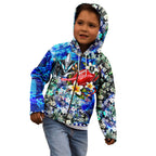 Personalized Port Adelaide Football Power Kid Hoodie Tropical Hibiscus Flowers - Pacific Fusion Style