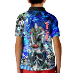 Personalized Port Adelaide Football Power Kid Polo Shirt Tropical Hibiscus Flowers - Pacific Fusion Style