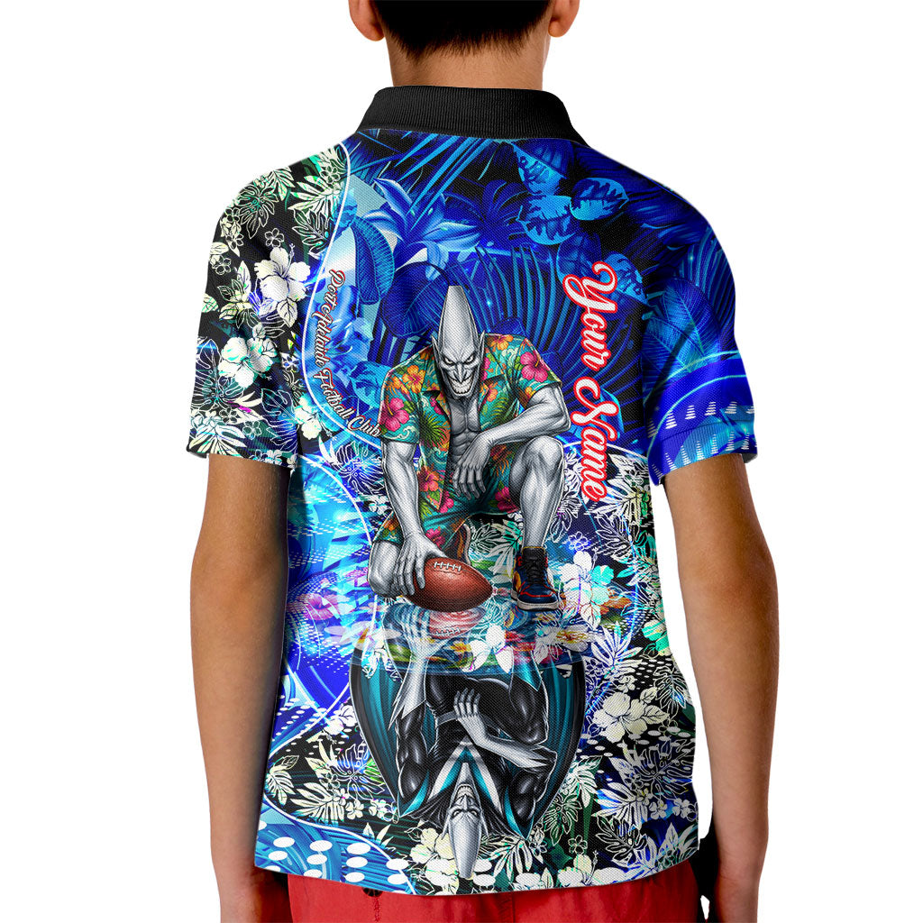 Personalized Port Adelaide Football Power Kid Polo Shirt Tropical Hibiscus Flowers - Pacific Fusion Style
