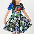 Personalized Port Adelaide Football Power Kid Short Sleeve Dress Tropical Hibiscus Flowers - Pacific Fusion Style