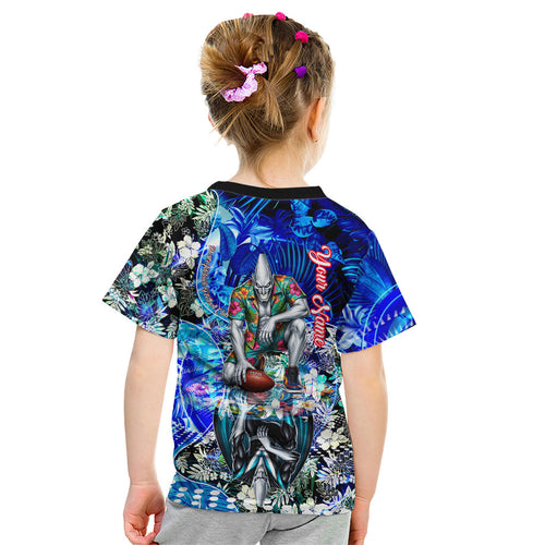 Personalized Port Adelaide Football Power Kid T Shirt Tropical Hibiscus Flowers - Pacific Fusion Style