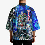 Personalized Port Adelaide Football Power Kimono Tropical Hibiscus Flowers - Pacific Fusion Style