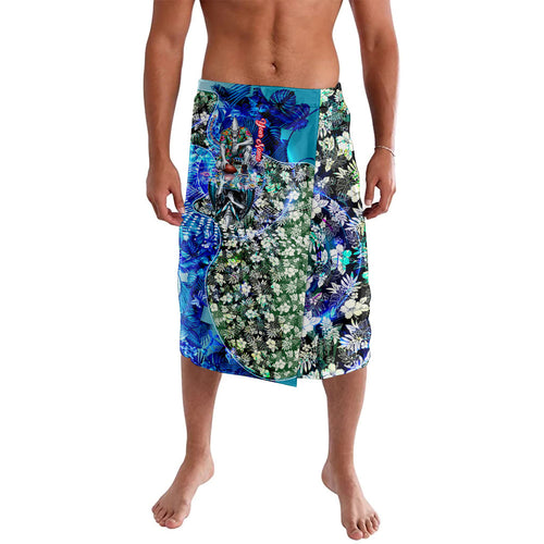 Personalized Port Adelaide Football Power Lavalava Tropical Hibiscus Flowers - Pacific Fusion Style