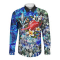 Personalized Port Adelaide Football Power Long Sleeve Button Shirt Tropical Hibiscus Flowers - Pacific Fusion Style
