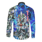 Personalized Port Adelaide Football Power Long Sleeve Button Shirt Tropical Hibiscus Flowers - Pacific Fusion Style