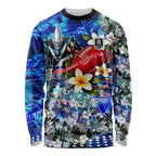Personalized Port Adelaide Football Power Long Sleeve Shirt Tropical Hibiscus Flowers - Pacific Fusion Style