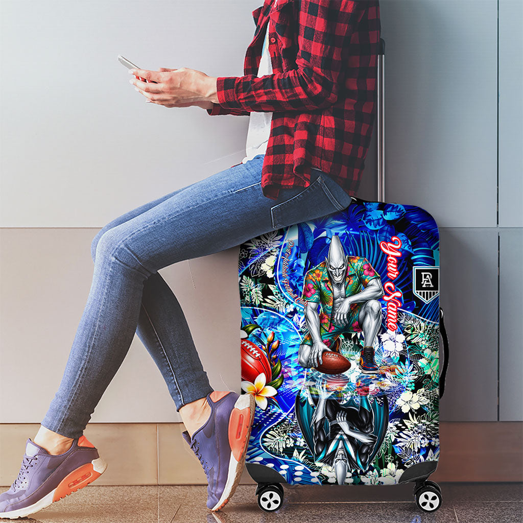 Personalized Port Adelaide Football Power Luggage Cover Tropical Hibiscus Flowers - Pacific Fusion Style