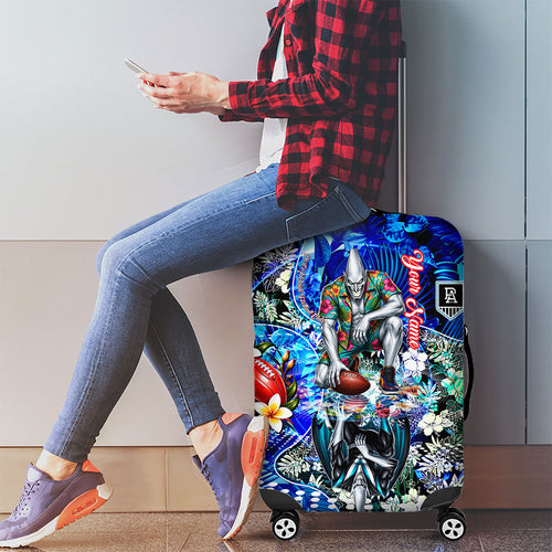 Personalized Port Adelaide Football Power Luggage Cover Tropical Hibiscus Flowers - Pacific Fusion Style