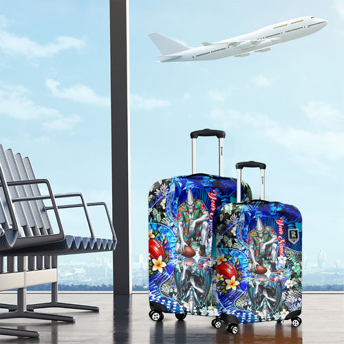 Personalized Port Adelaide Football Power Luggage Cover Tropical Hibiscus Flowers - Pacific Fusion Style
