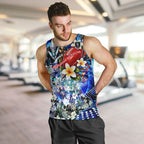 Personalized Port Adelaide Football Power Men Tank Top Tropical Hibiscus Flowers - Pacific Fusion Style