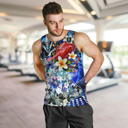 Personalized Port Adelaide Football Power Men Tank Top Tropical Hibiscus Flowers - Pacific Fusion Style