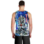 Personalized Port Adelaide Football Power Men Tank Top Tropical Hibiscus Flowers - Pacific Fusion Style