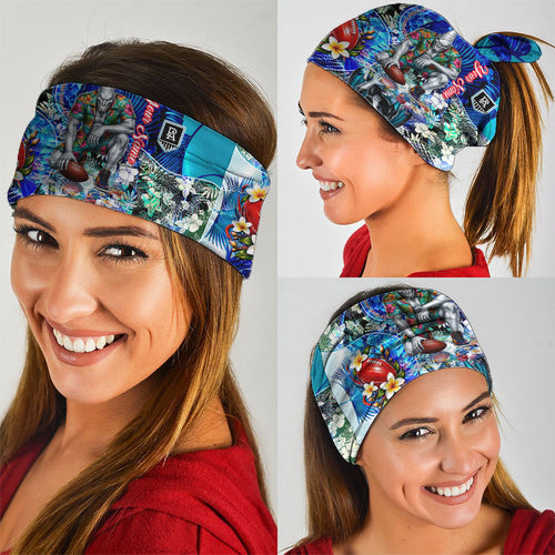 Personalized Port Adelaide Football Power Neck Gaiter Tropical Hibiscus Flowers - Pacific Fusion Style