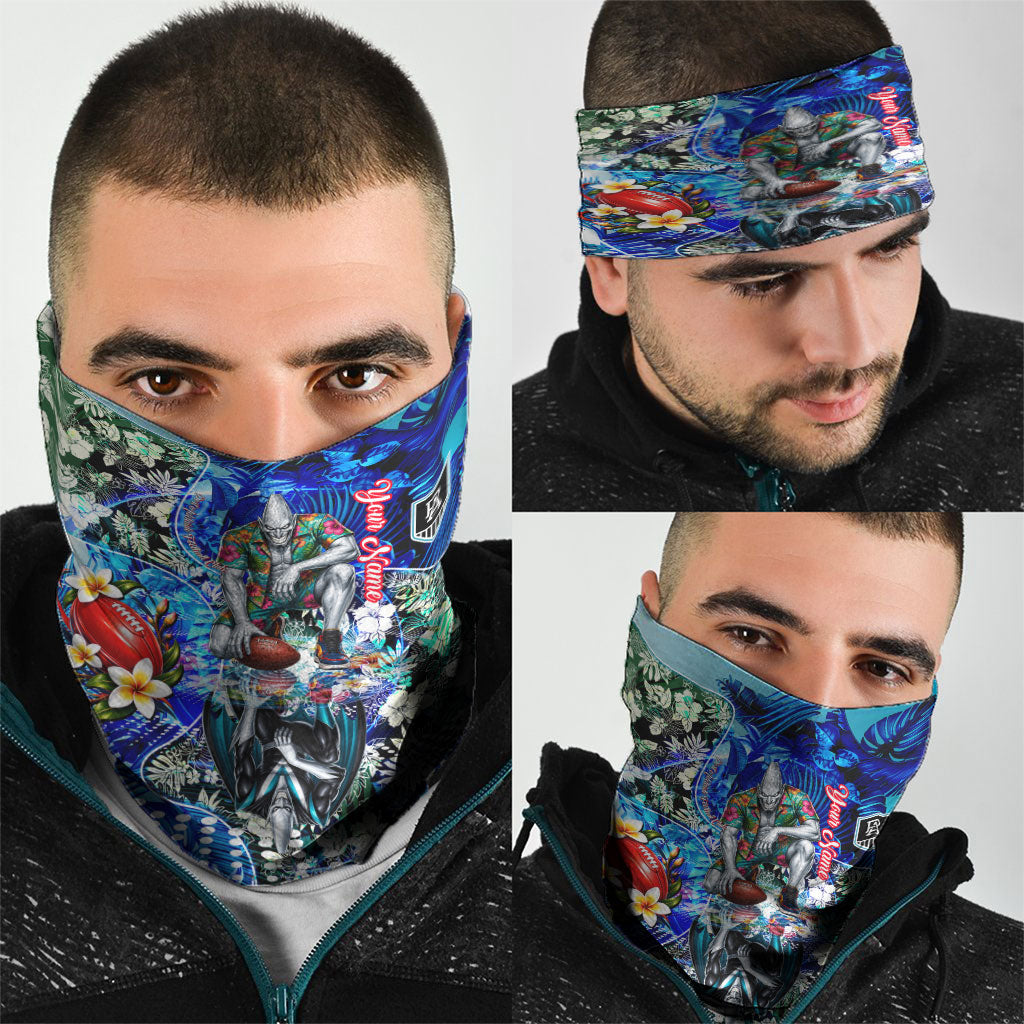 Personalized Port Adelaide Football Power Neck Gaiter Tropical Hibiscus Flowers - Pacific Fusion Style