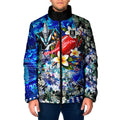 Personalized Port Adelaide Football Power Padded Jacket Tropical Hibiscus Flowers - Pacific Fusion Style