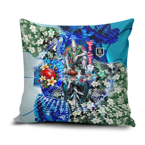 Personalized Port Adelaide Football Power Pillow Cover Tropical Hibiscus Flowers - Pacific Fusion Style