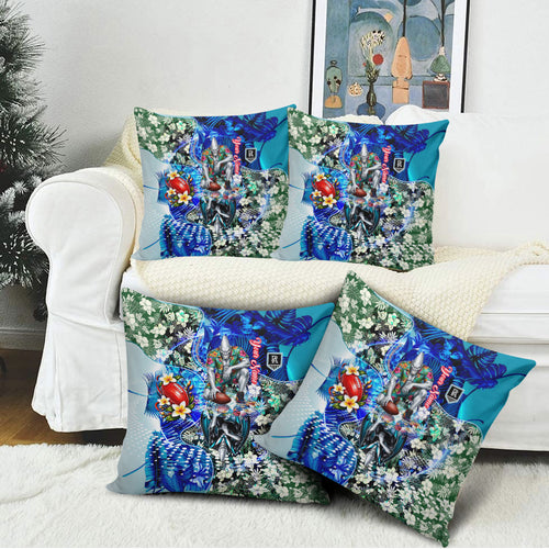 Personalized Port Adelaide Football Power Pillow Cover Tropical Hibiscus Flowers - Pacific Fusion Style