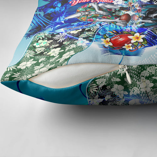 Personalized Port Adelaide Football Power Pillow Cover Tropical Hibiscus Flowers - Pacific Fusion Style