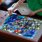 Personalized Port Adelaide Football Power Puzzle Tropical Hibiscus Flowers - Pacific Fusion Style