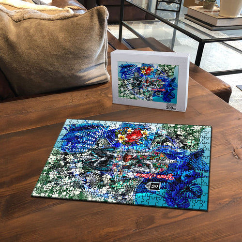 Personalized Port Adelaide Football Power Puzzle Tropical Hibiscus Flowers - Pacific Fusion Style