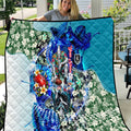Personalized Port Adelaide Football Power Quilt Tropical Hibiscus Flowers - Pacific Fusion Style