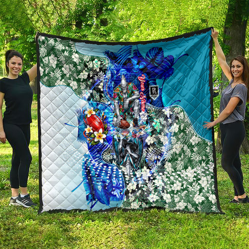Personalized Port Adelaide Football Power Quilt Tropical Hibiscus Flowers - Pacific Fusion Style