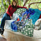 Personalized Port Adelaide Football Power Quilt Tropical Hibiscus Flowers - Pacific Fusion Style