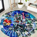 Personalized Port Adelaide Football Power Round Carpet Tropical Hibiscus Flowers - Pacific Fusion Style