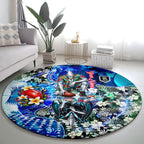 Personalized Port Adelaide Football Power Round Carpet Tropical Hibiscus Flowers - Pacific Fusion Style