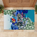 Personalized Port Adelaide Football Power Rubber Doormat Tropical Hibiscus Flowers - Pacific Fusion Style