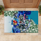 Personalized Port Adelaide Football Power Rubber Doormat Tropical Hibiscus Flowers - Pacific Fusion Style