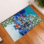 Personalized Port Adelaide Football Power Rubber Doormat Tropical Hibiscus Flowers - Pacific Fusion Style
