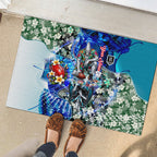Personalized Port Adelaide Football Power Rubber Doormat Tropical Hibiscus Flowers - Pacific Fusion Style