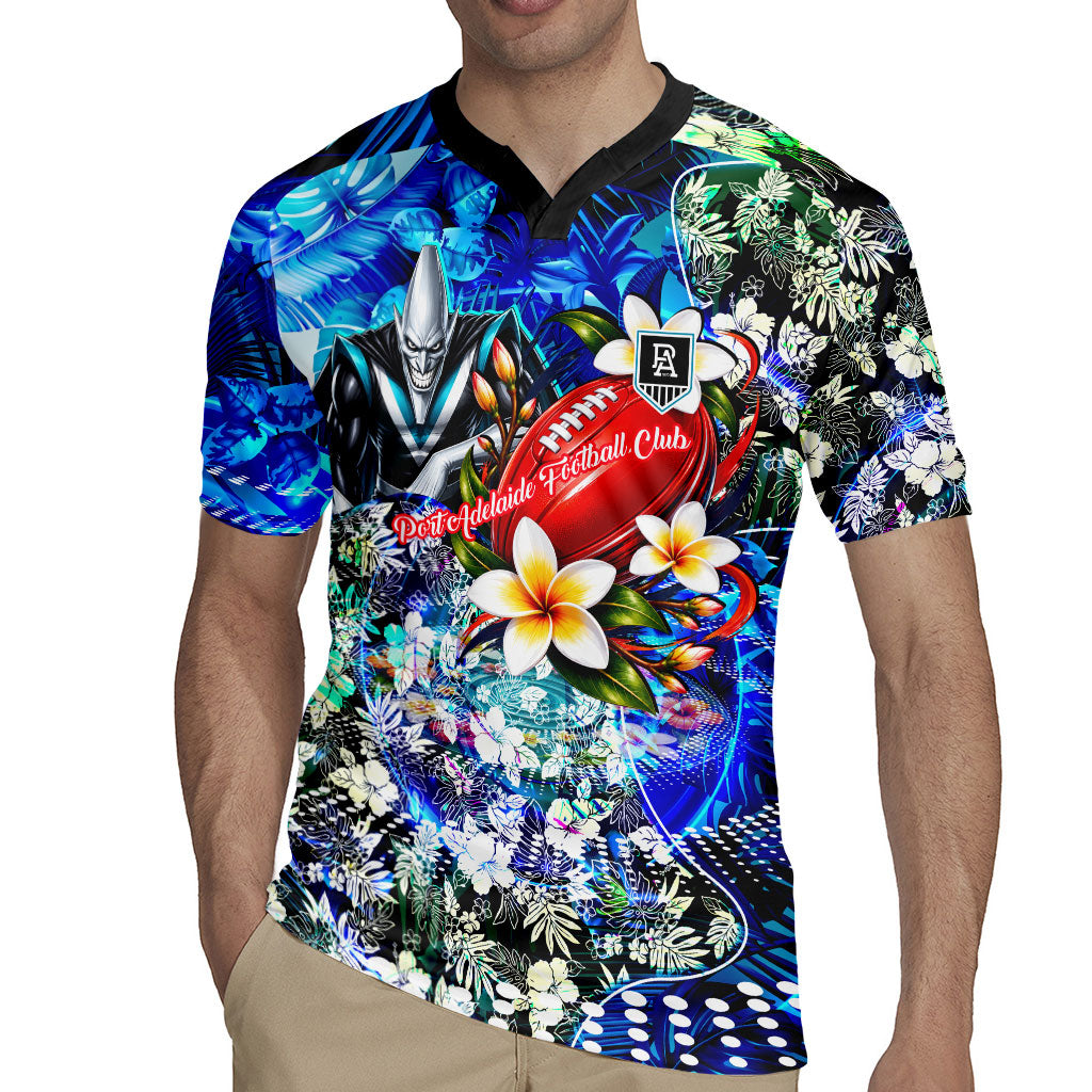 Personalized Port Adelaide Football Power Rugby Jersey Tropical Hibiscus Flowers - Pacific Fusion Style